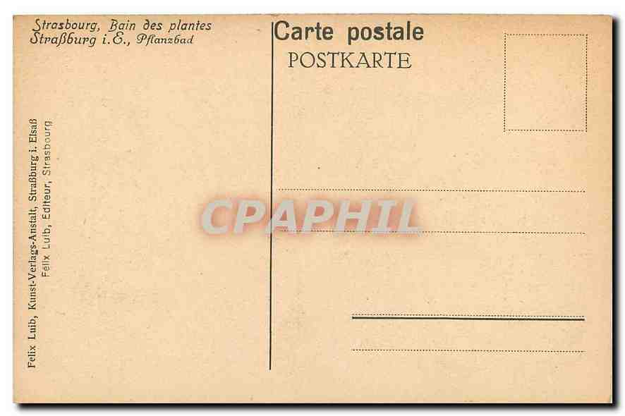 CPA Strasbourg bain des plantes  — Rückseite