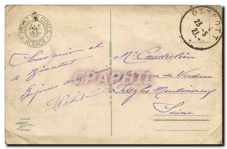 CPA Mont Sainte Odile le couvent  — Verso
