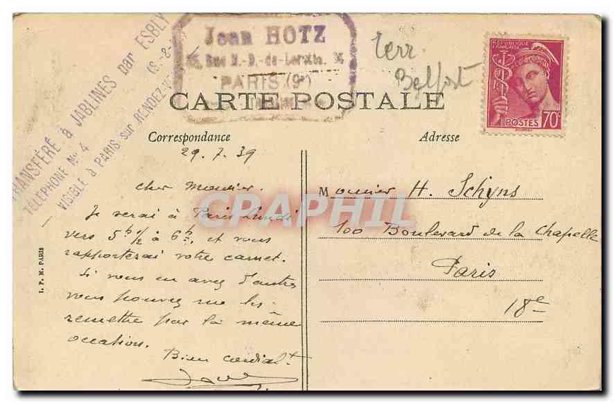 CPA Les Vosges illustrees Ballon d'Alsace les roches de Morteville  — Rückseite
