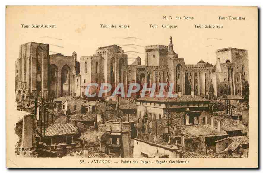 CPA Avignon Palais des Papes facade occidentale 