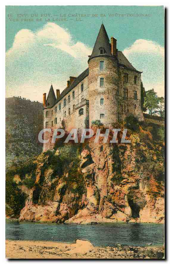 CPA Env du Puy le Chateau de la Voute vue prise de la Loire 