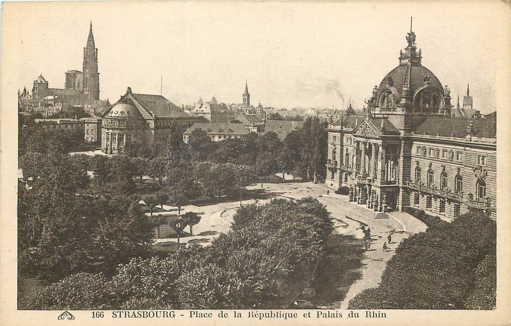 CPA Strasbourg place de la Republique et Palais du Rhin 