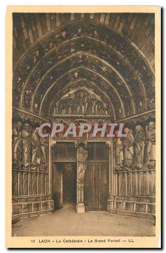 CPA Laon la Cathedrale le grand portail 
