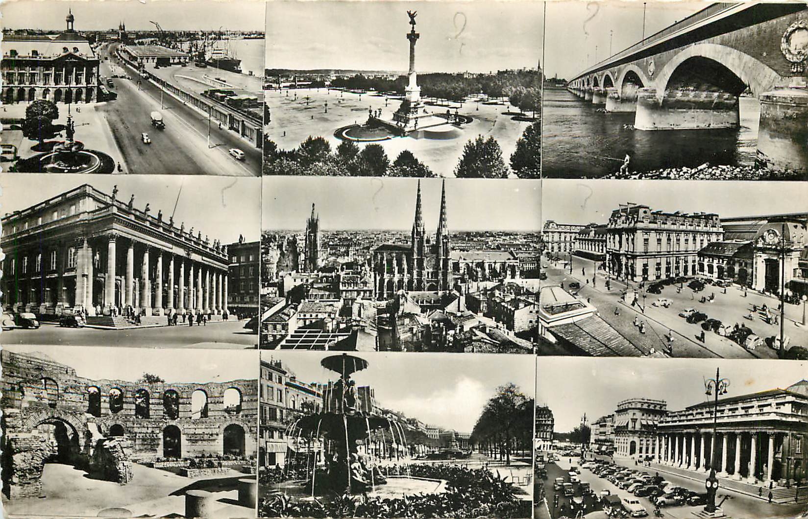 CPA Souvenir de Bordeaux quais girondins pont theatre cathedrale gare St Jean palais gallien tourny 