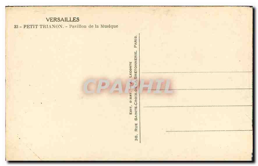 CPA Versailles pitet Trianon Pavillon de la Musique  — Verso