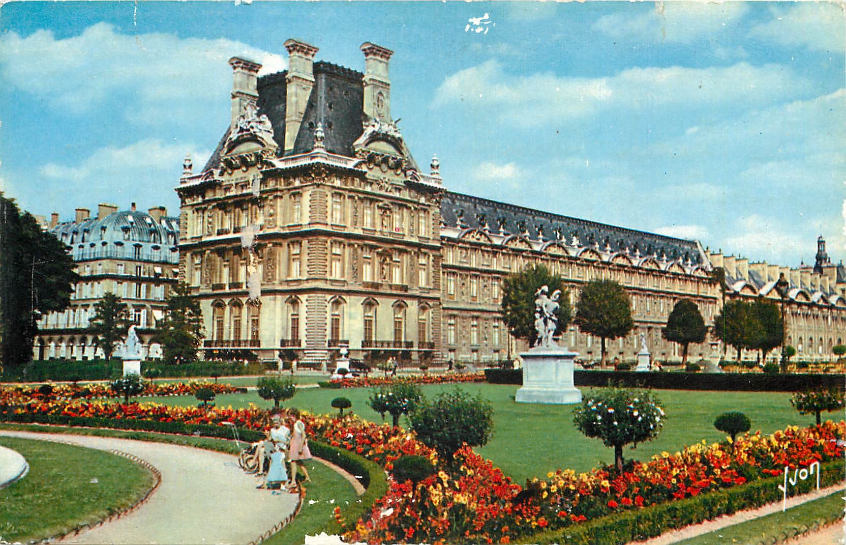 CPA Couleurs de Paris Jardin des Tuileries et Pavillon de Marsan 