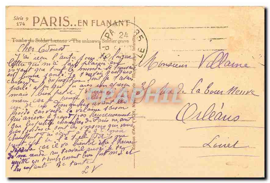 CPA Paris ern flanant tombe du Soldat Inconnu  — Verso