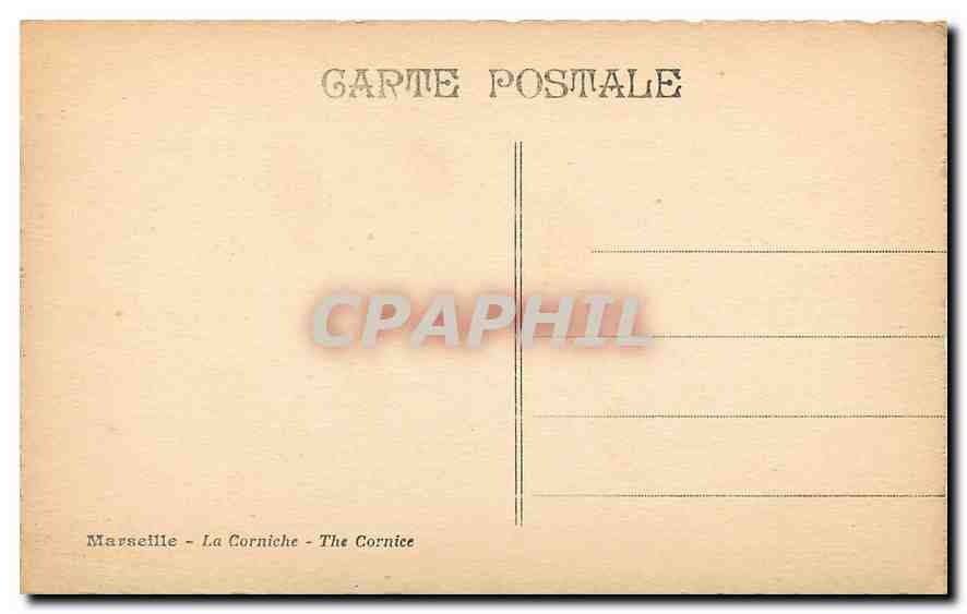 CPA Marseille la Corniche  — Verso