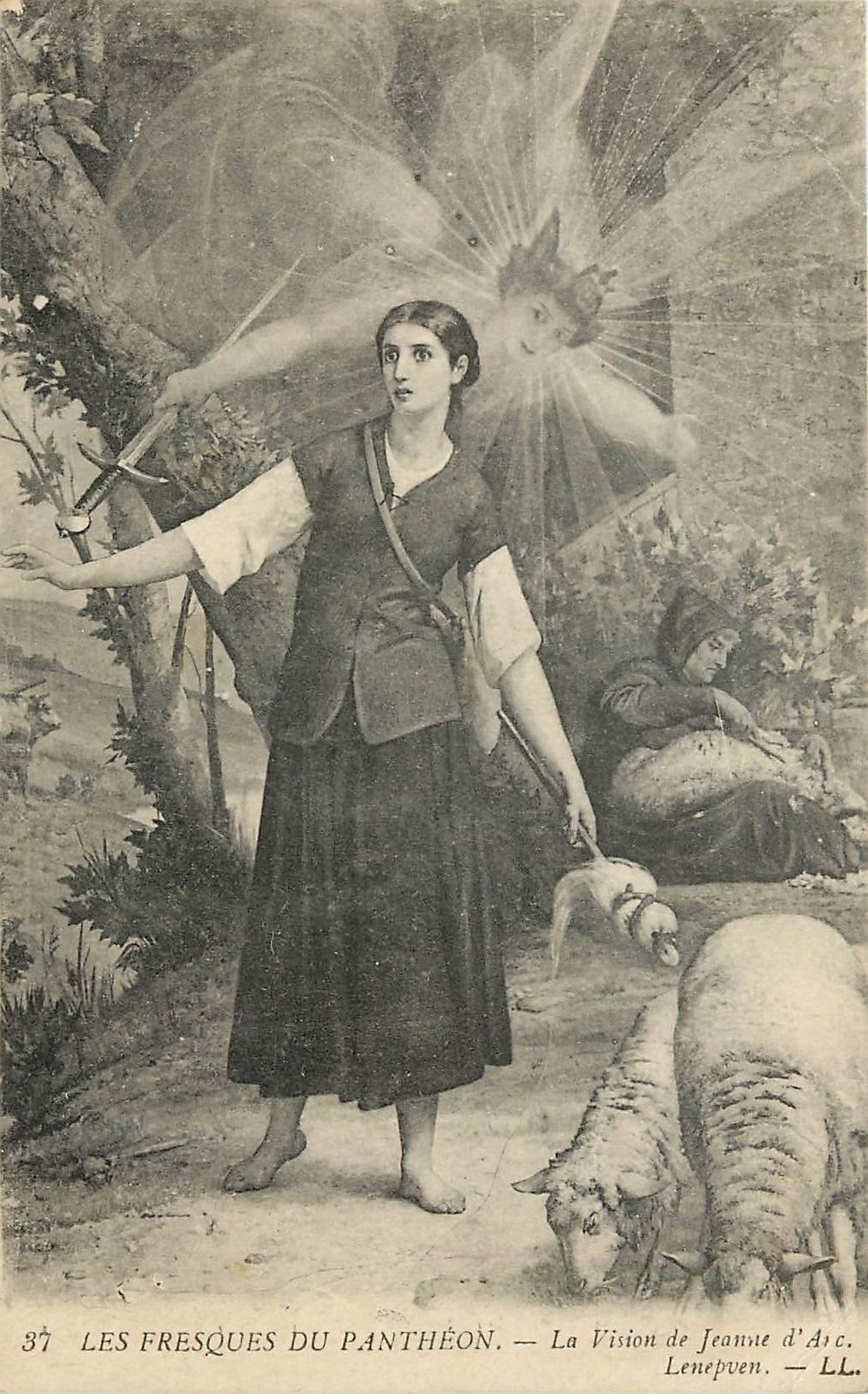 CPA Les Fresques du Pantheon la vision de Jeanne d'Arc Lenepveu