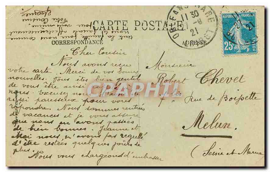 CPA Les Fresques du Pantheon la vision de Jeanne d'Arc Lenepveu — Rückseite