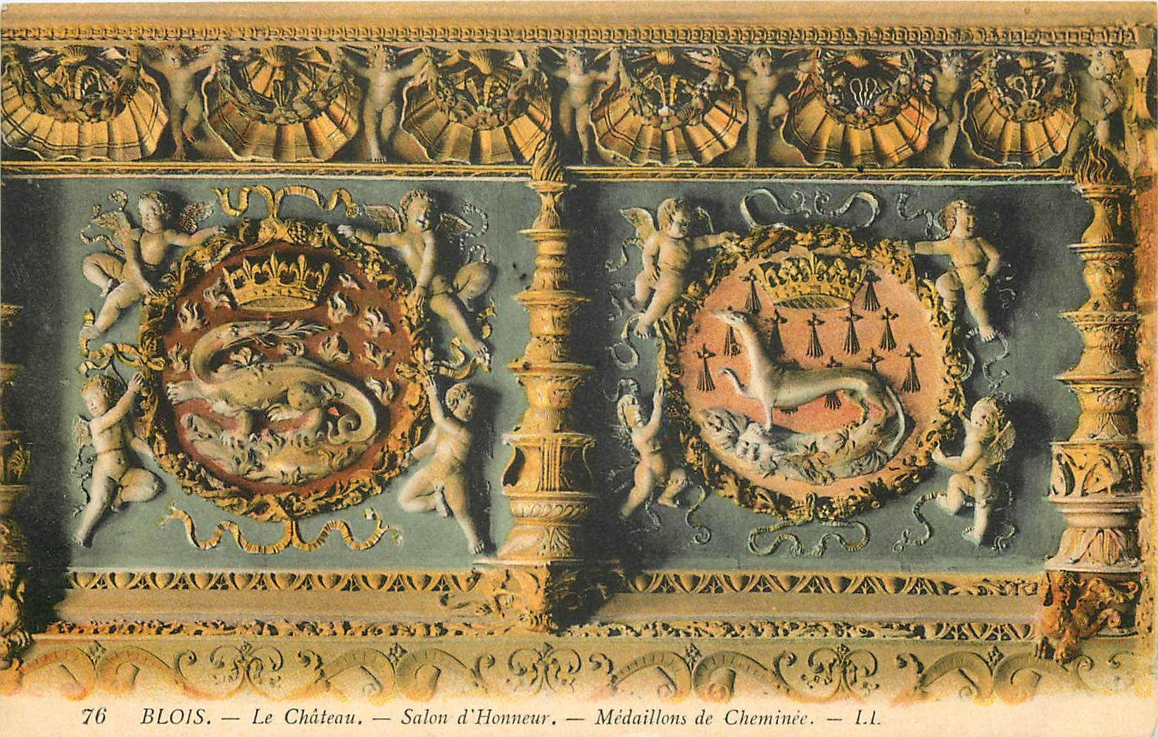 Blois — Das Schloss — Ehrensaal — Kaminmedaillons — I.L.