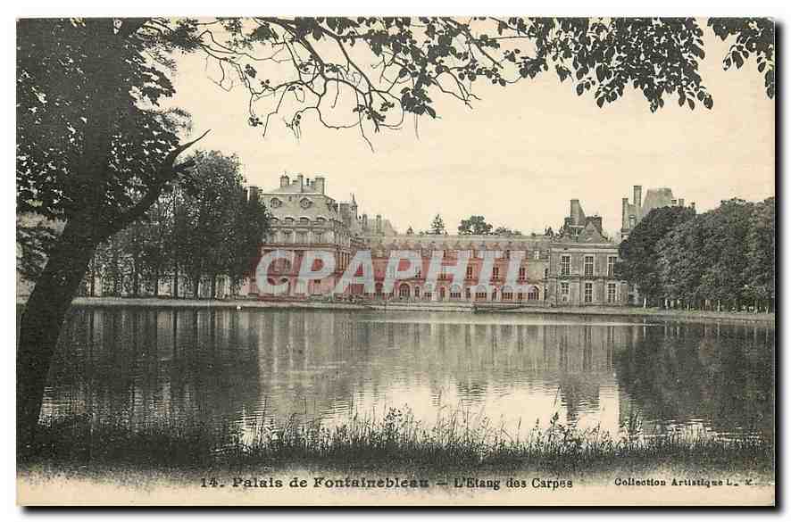 Schloss Fontainebleau — Der Karpfenteich — Künstlerische Sammlung L. Menard