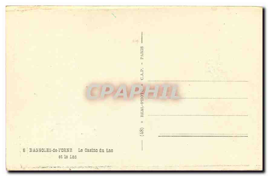 CPA Bagnoles de l'Orne le Casino du Lac et le Lac  — Rückseite