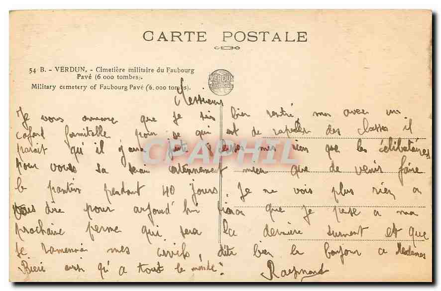 CPA Verdun cimetiere militaire du Faubourg  — Rückseite