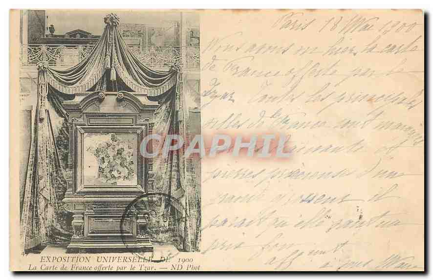 CPA Exposition Universelle de 1900 la Carte de France Offerte par Tzar Russie Russia (carte 1900)