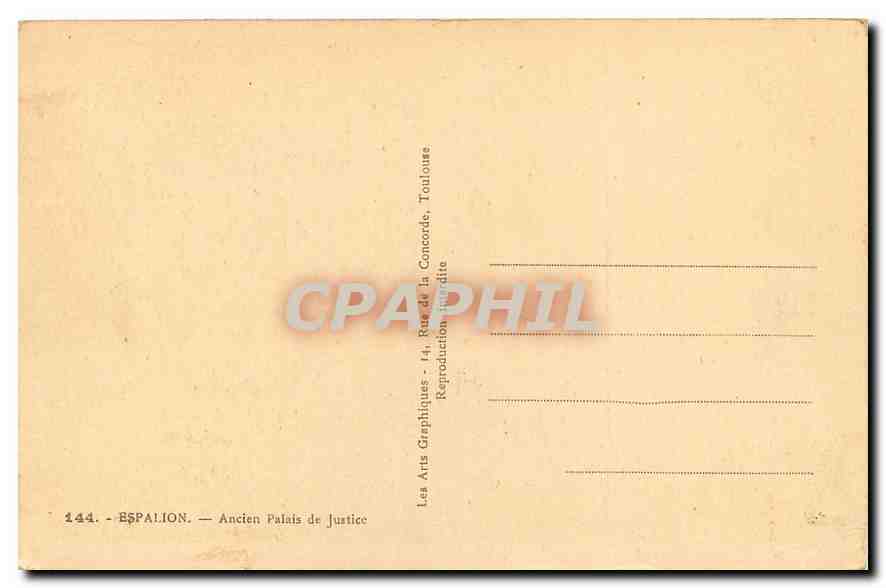 CPA Espalion Ancien Palais de Justice  — Rückseite