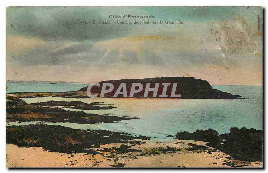 Côte d'Émeraude — Coucher de soleil vers la Grand-Bré — éditeur Laurent-Nel, Renates