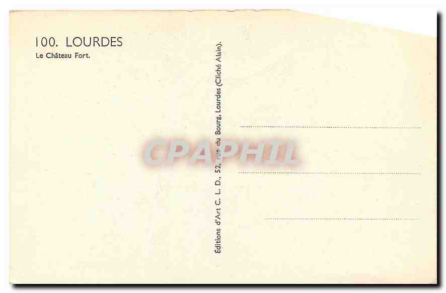 CPA Lourdes le Chateau Fort  — Verso