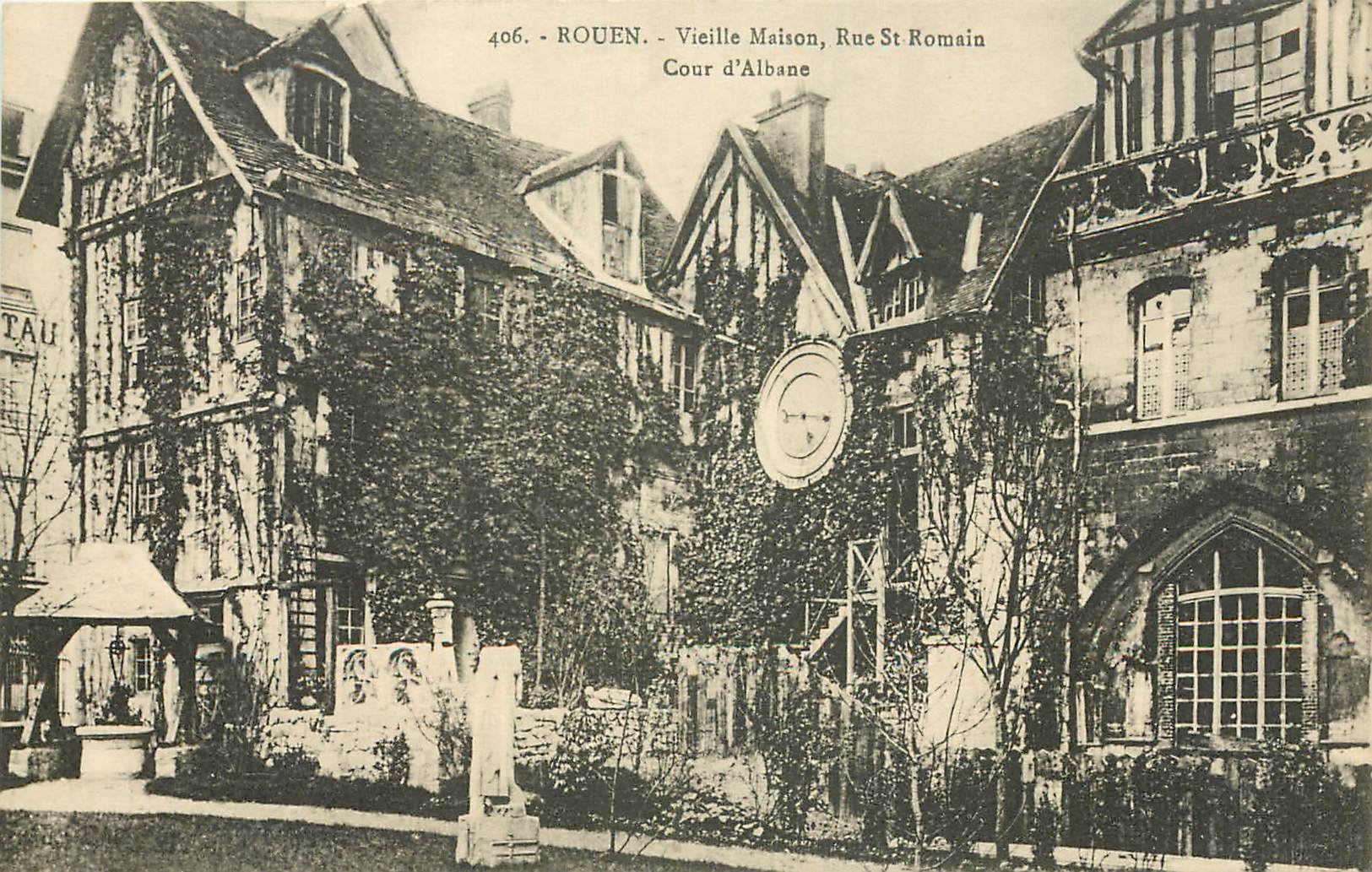 CPA Rouen Vieille Maison Rue St Romain Cour d'Albane 