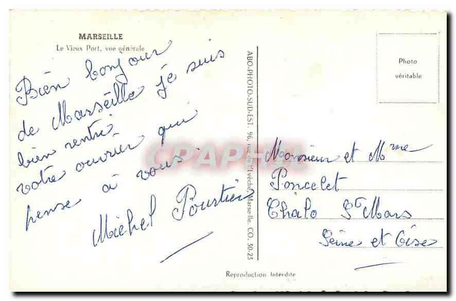 CPA Marseille le Vieux Port vue generale  — Rückseite