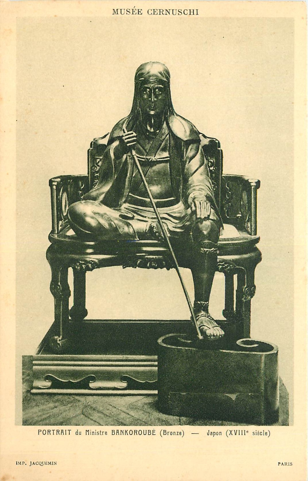 CPA Musee Cernuschi Portrait du Ministre Bankoroube Bronze Japon XVIII siecle 