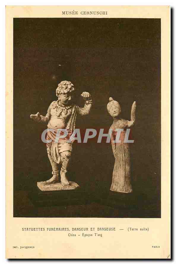 CPA Musee Cernuschi Statuettes Funeraires Danseur et Danseuse Terre Cuits Chine Epoque Tang China
