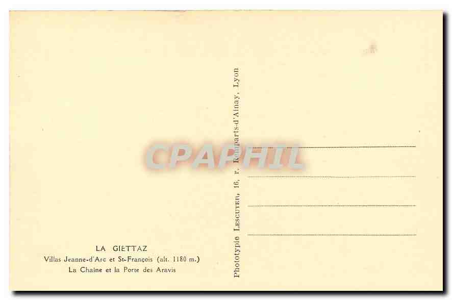 CPA La Giettaz Villas Jeanne d'Arc et St Francois la Chaine et la Porte des Aravis  — Rückseite