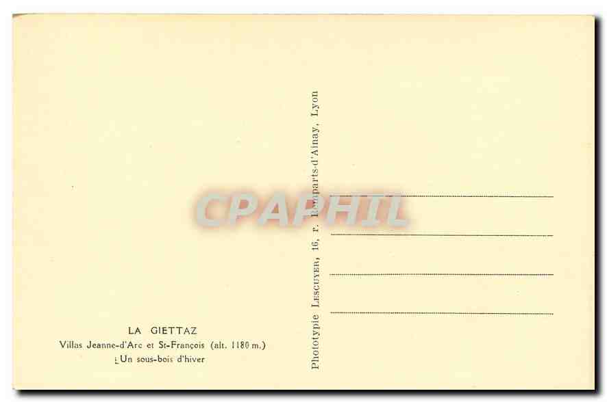 CPA La Giettaz Villas Jeanne d'Arc et St Francois un sous bois d'hiver  — Rückseite