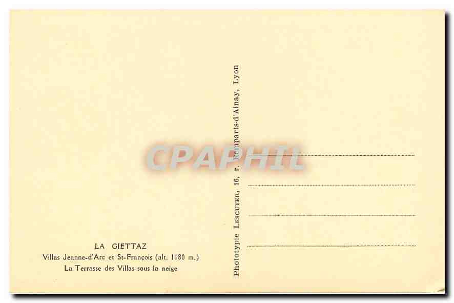 CPA La Giettaz Villas Jeanne d'Arc et St Francois la Terrasse des Villas sous la neige  — Rückseite