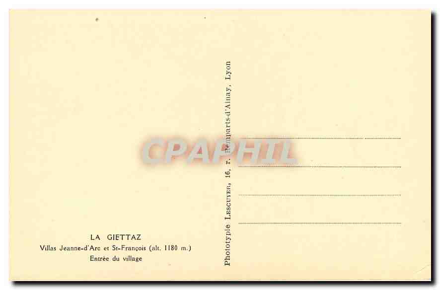 CPA La Giettaz Villas Jeanne d'Arc et St Francois Entree du Village  — Rückseite