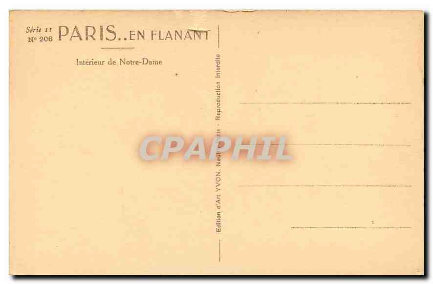 CPA Paris en Flanant Interieur de Notre Dame  — Verso