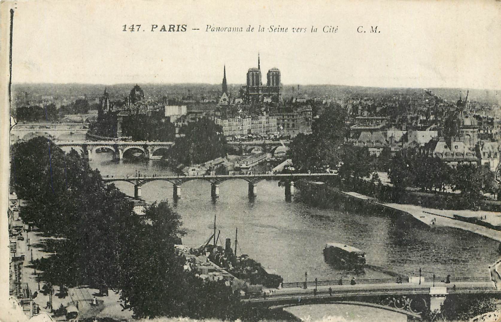 CPA Paris Panorama de la Seine vers la Cite 