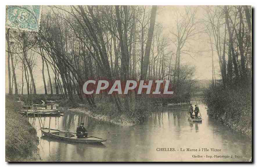 CPA Chelles les Marne a l'Ile Victor Peche Pecheurs