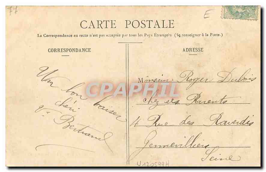 CPA Chelles les Marne a l'Ile Victor Peche Pecheurs — Rückseite