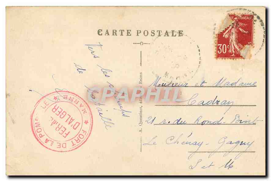 CPA Reims Marne la Porte Mars  — Back