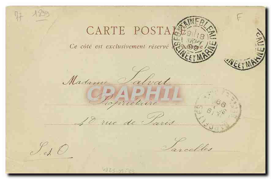 Cartolina d'epoca Foresta di Fontainebleau Cavaliere dei Briganti (carta 1899) — Verso