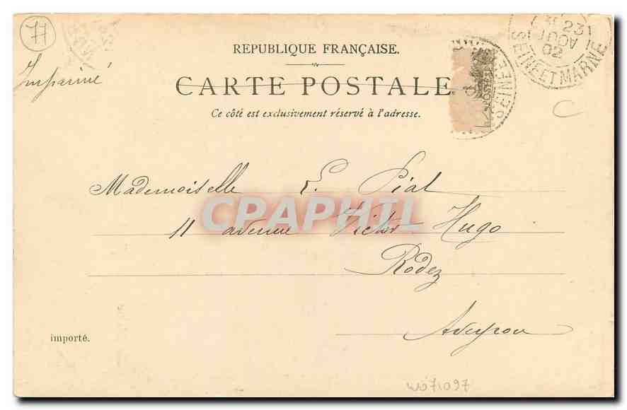 La Mairie — Fontainebleau — Édition F. S. & H. Ferkès, n° 272 — Rückseite