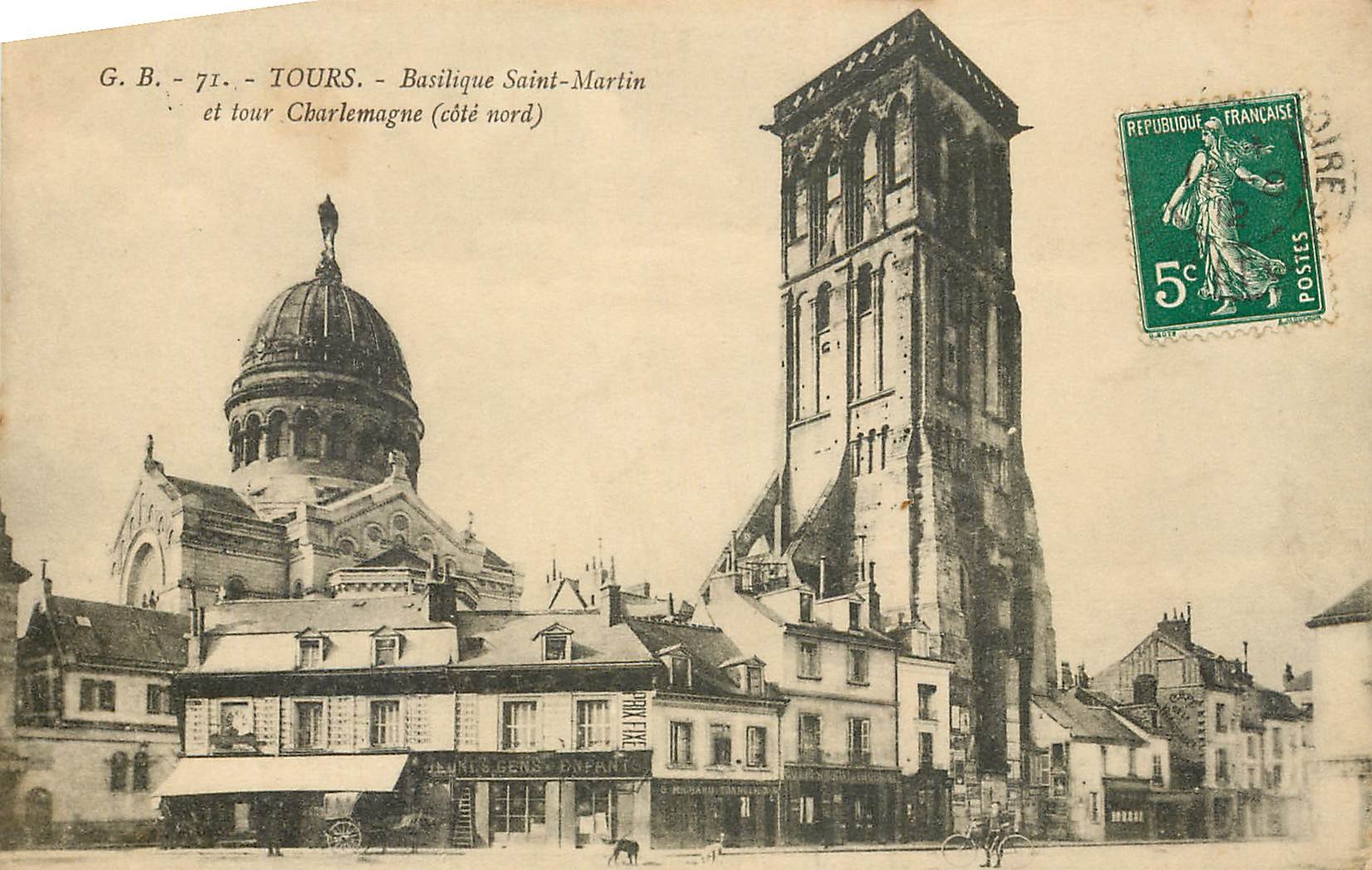 CPA Tours Basilique Saint Martin et tour Charlemagne Cote nord 