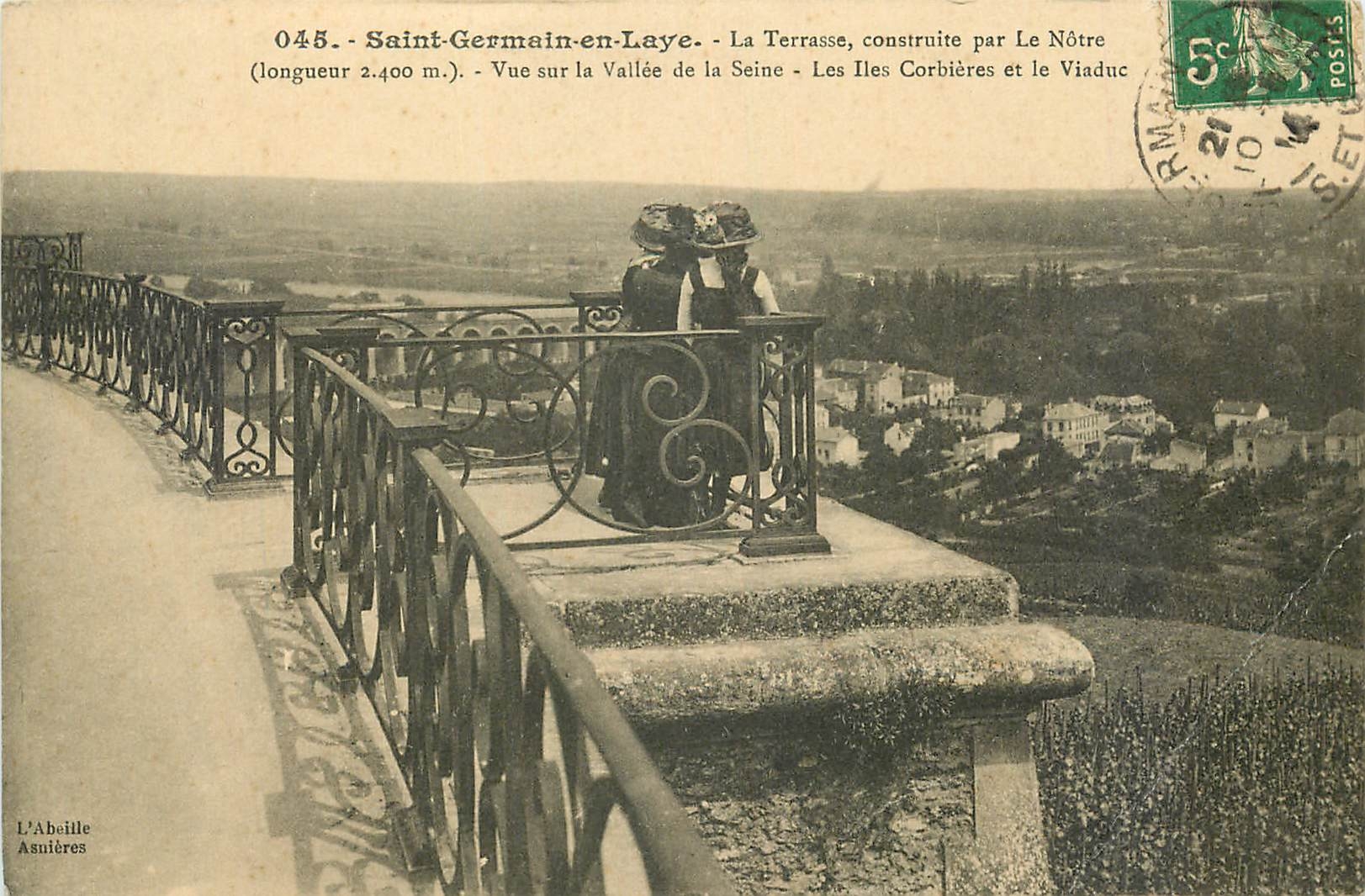 Saint-Germain-en-Laye — La Terrasse construite par Le Nôtre — vue sur la Vallée de la Seine et les Îles Corbières — L'Abeille Asnières, n°045