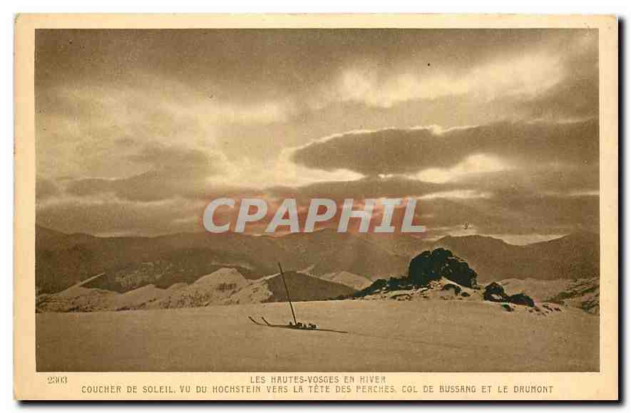CPA Les Hautes Vosges en Hiver Coucher de soleil vu du hochstein vers la tet des perches col de buss