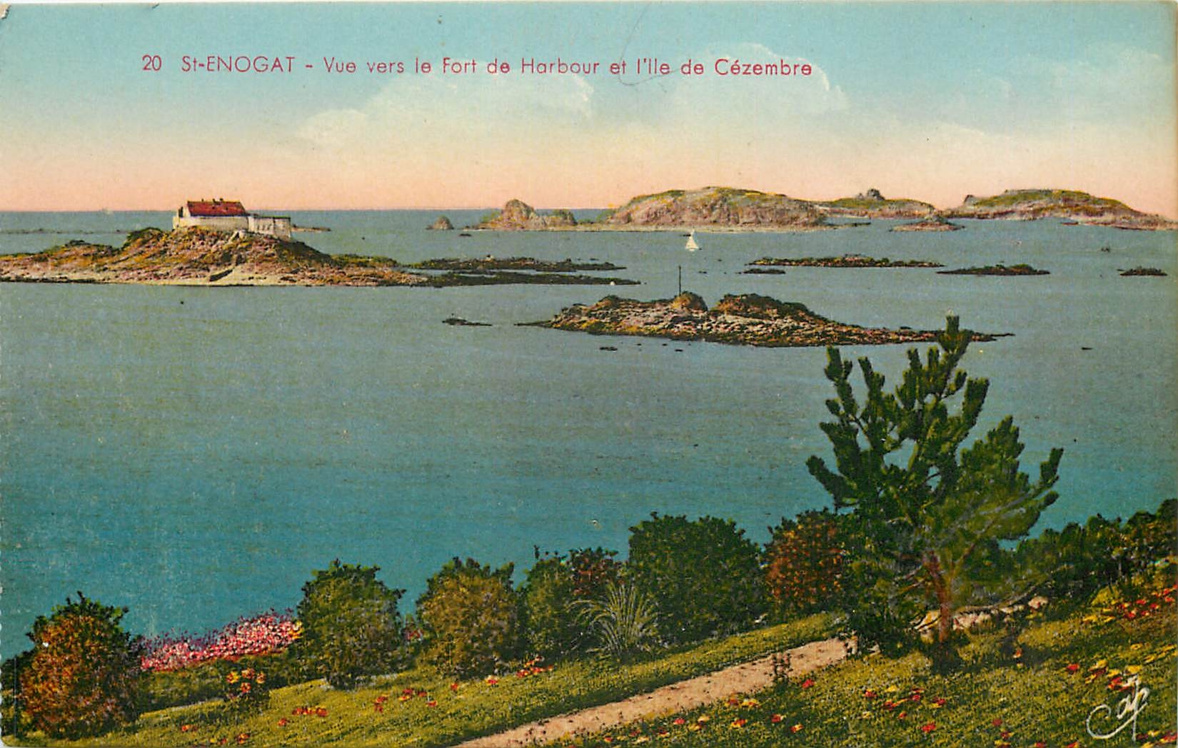 CPA St Enogat vue vers le fort de Harbour et l'ile de Cezembre 