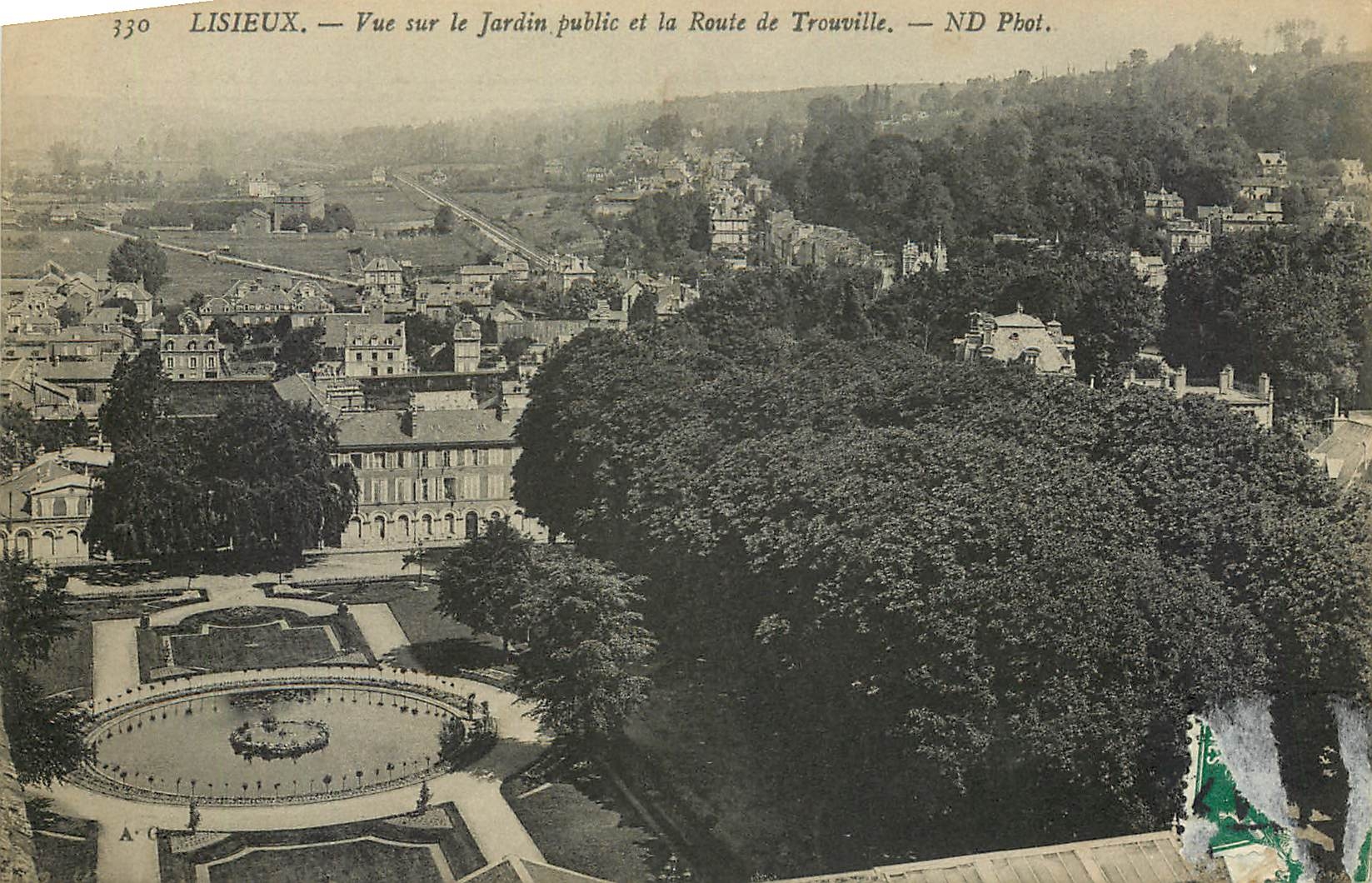CPA Lisieux vue sur le Jardin public et la Route de Trouville 