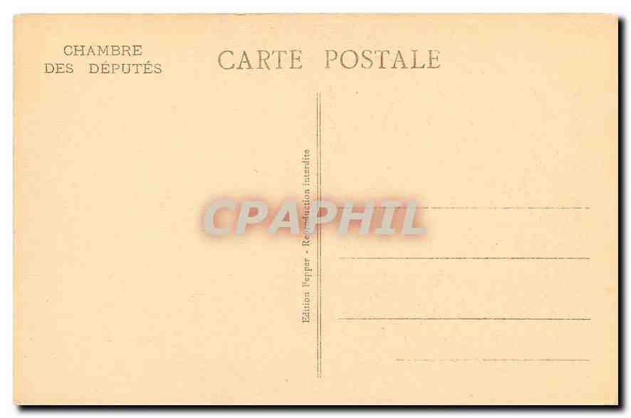 CPA Chambre des deputes Salle de la Paix Salle des Pas Perdus Paris — Rückseite