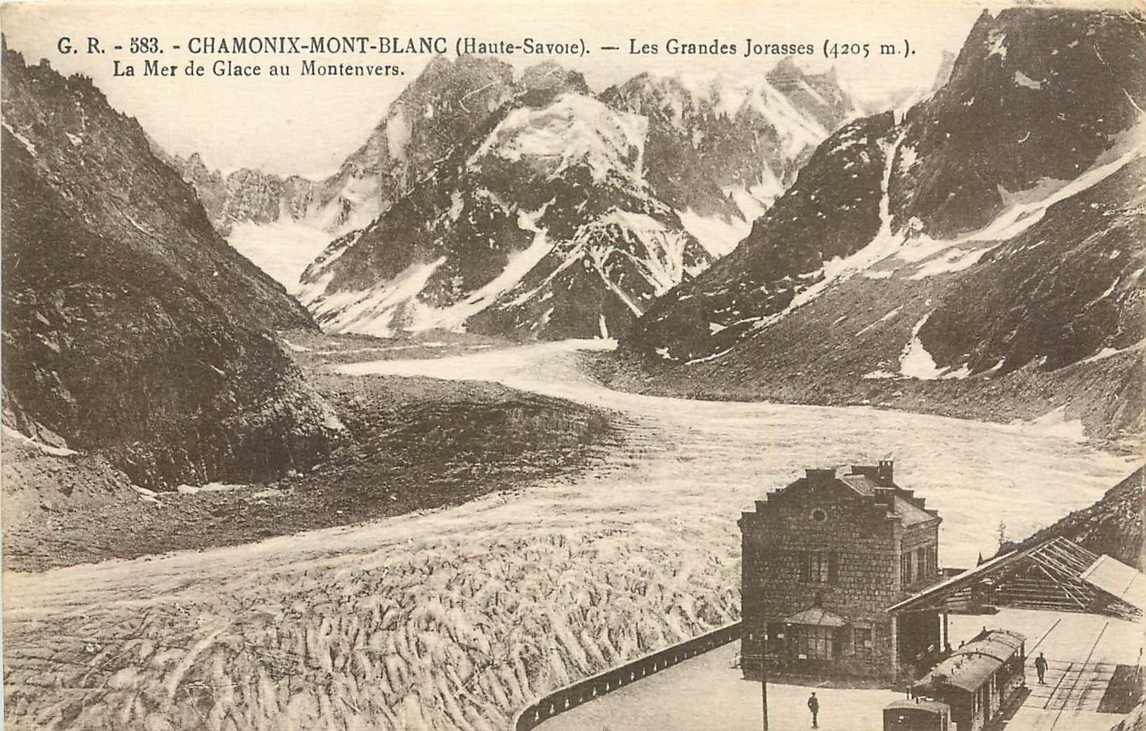 CPA Chamonix Mont Blanc Haute Savoie Les Grandes Jorasses la mer de Glace au Montenvers 