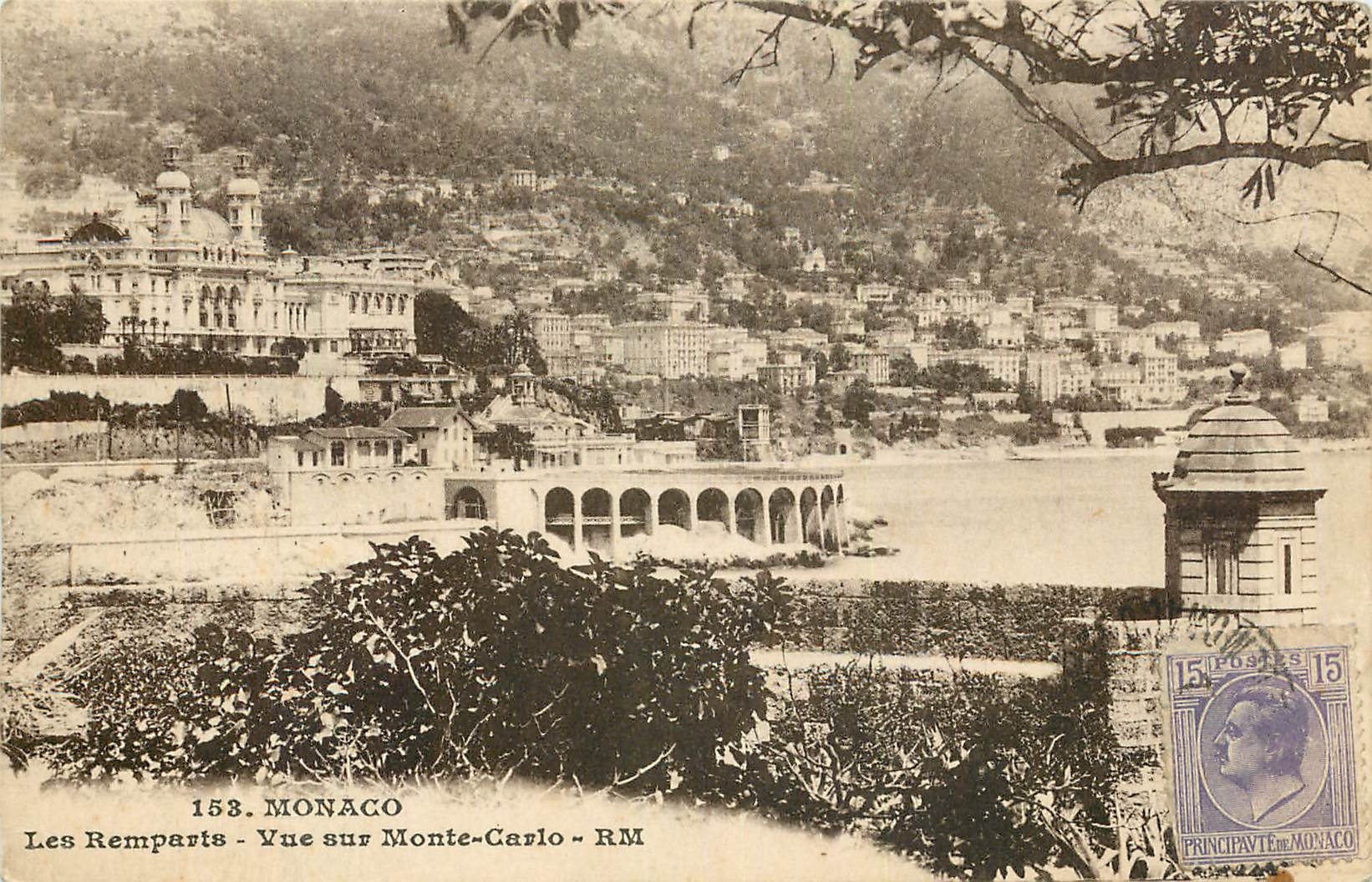 CPA Monaco les Remparts vue sur Monte Carlo 