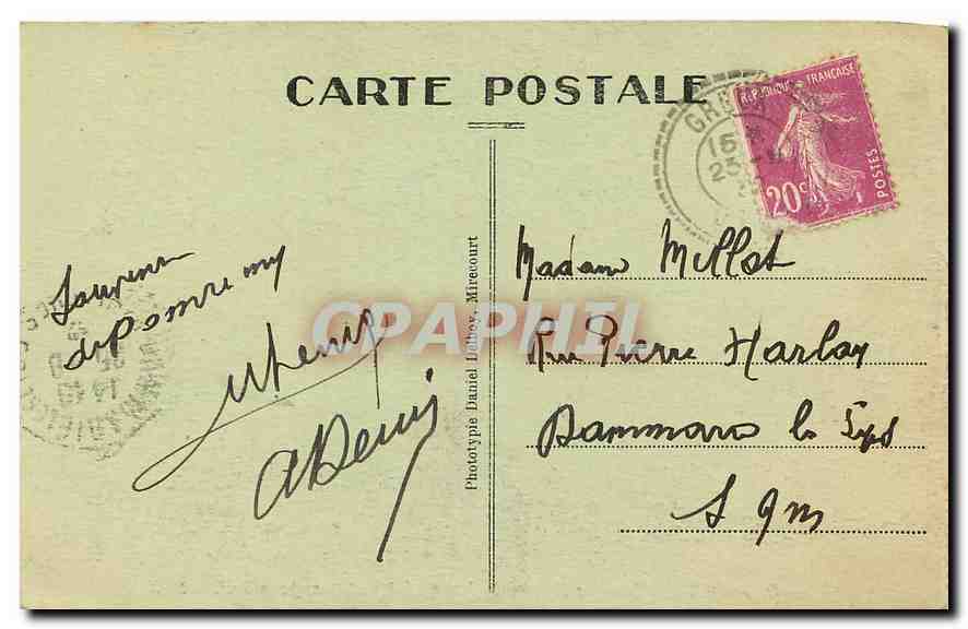 CPA Domremy la Maison de Jeanne d'Arc et Groupe Mercie  — Rückseite