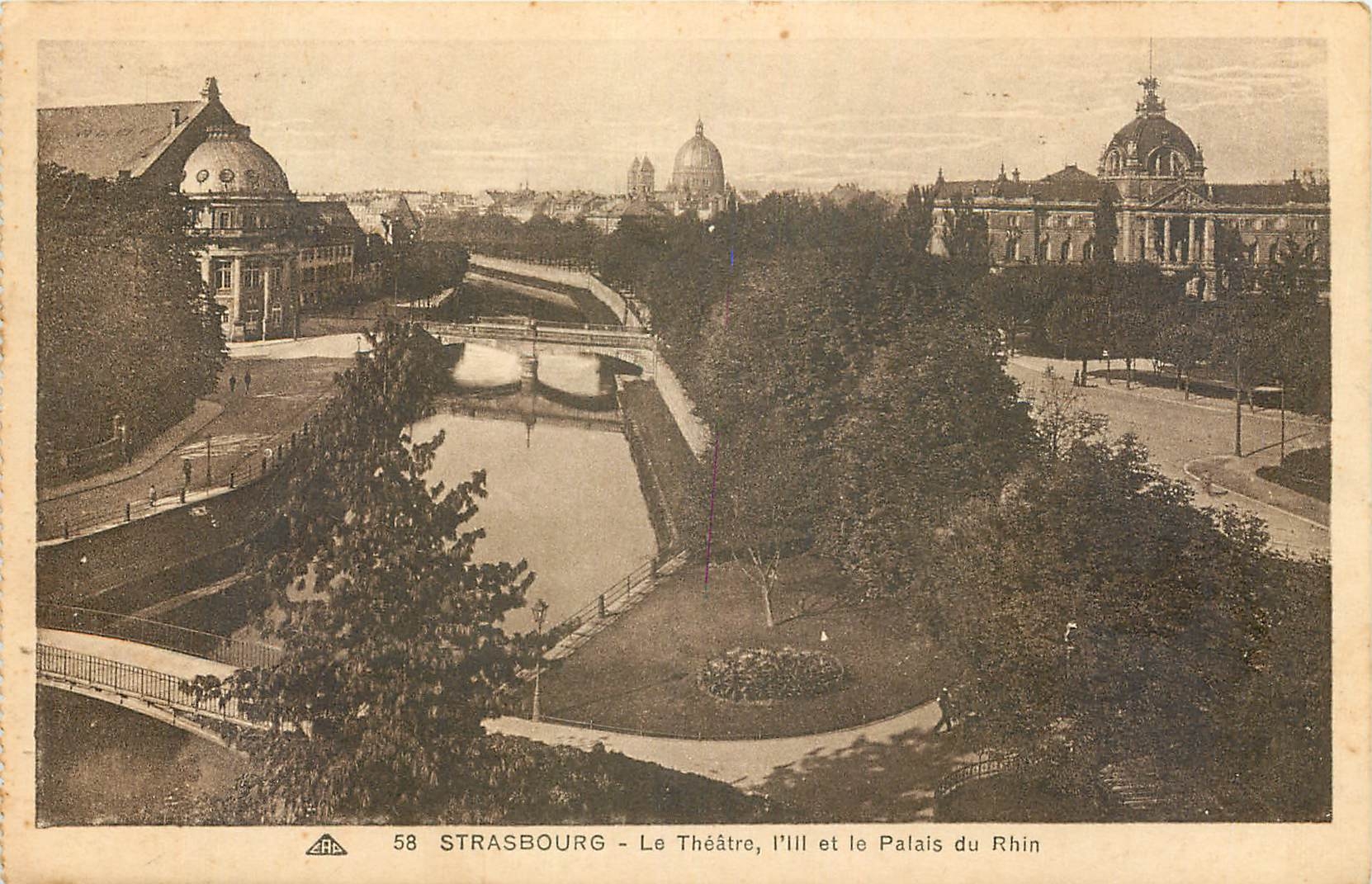 CPA Strasbourg le theatre l'ill et le palais du rhin 