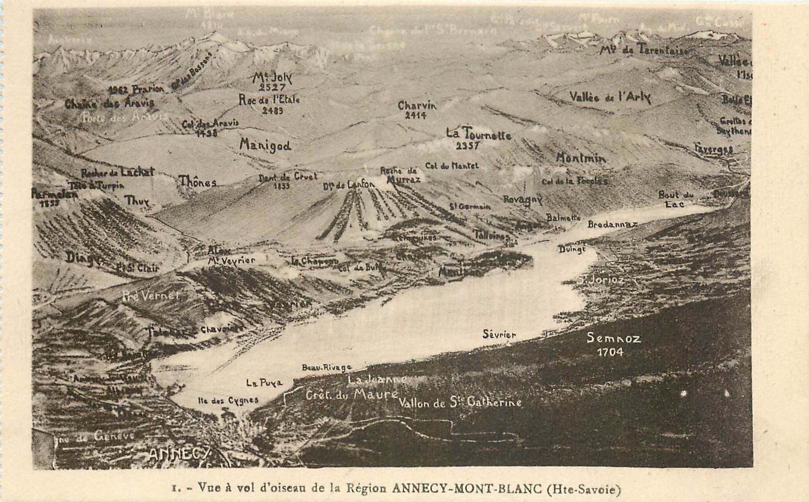 CPA Vue a vol d'oiseau de la Region Annecy Mont Blanc Htes Savoie 