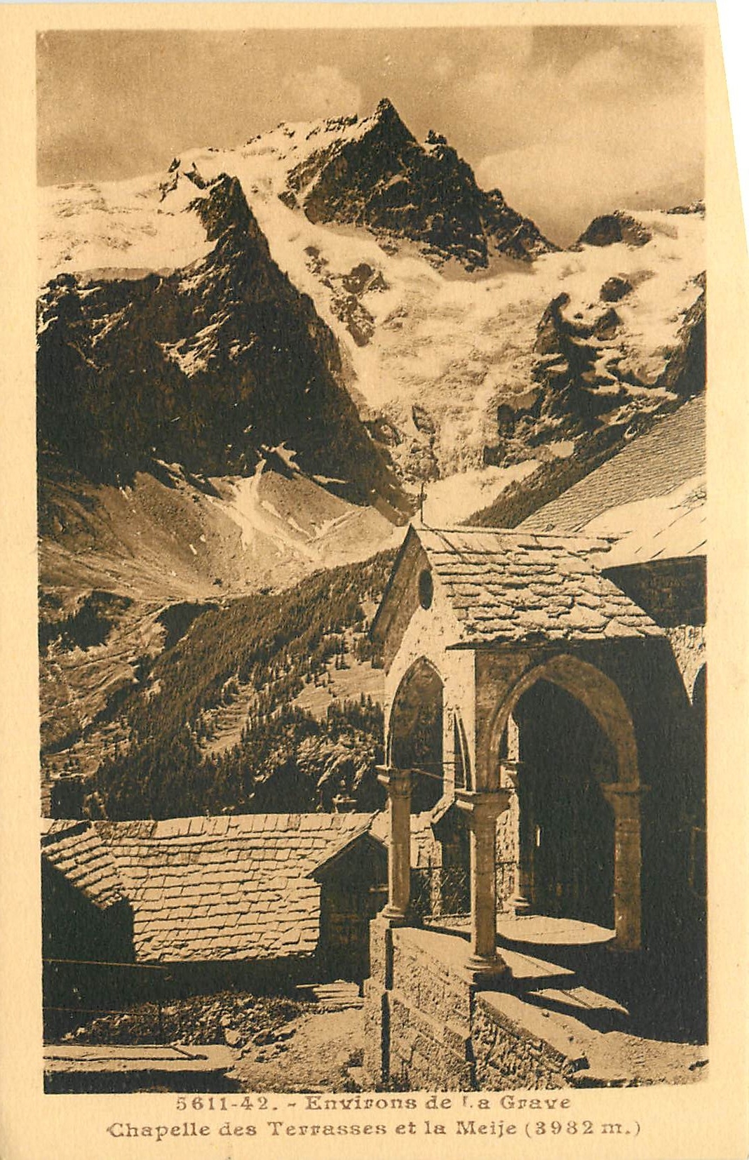 CPA Environs de la Grave chapelle des Terrasses et la Meije 