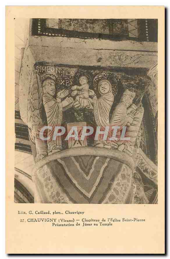 CPA Chauvigny Vienne Chapiteau de l'Eglise Saint Pierre presentation de Jesus au Temple 